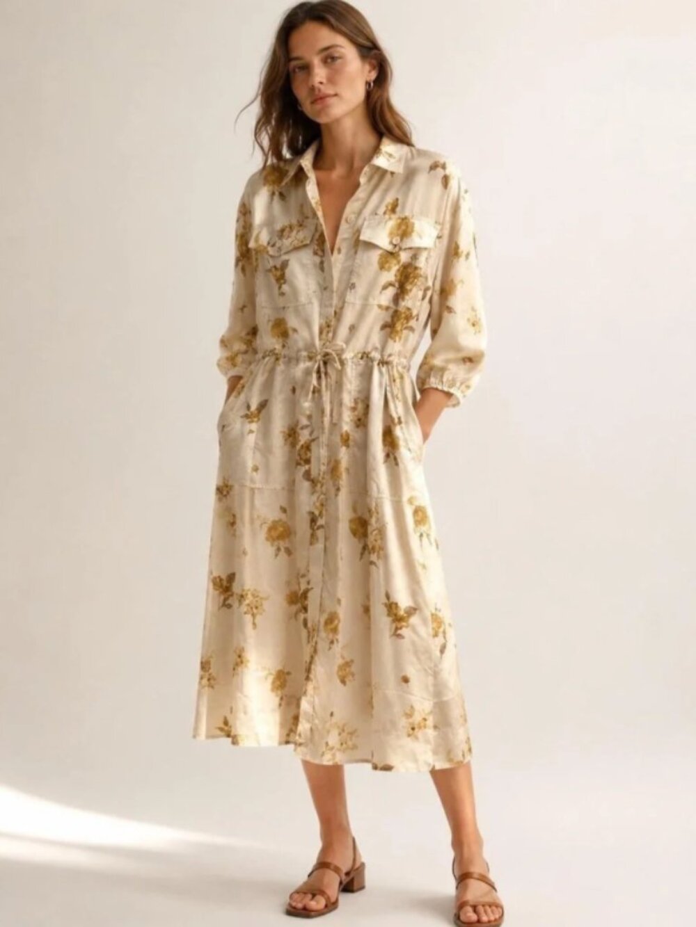 Woolrich x Target Long Sleeve Floral Utility Shirt Dress
